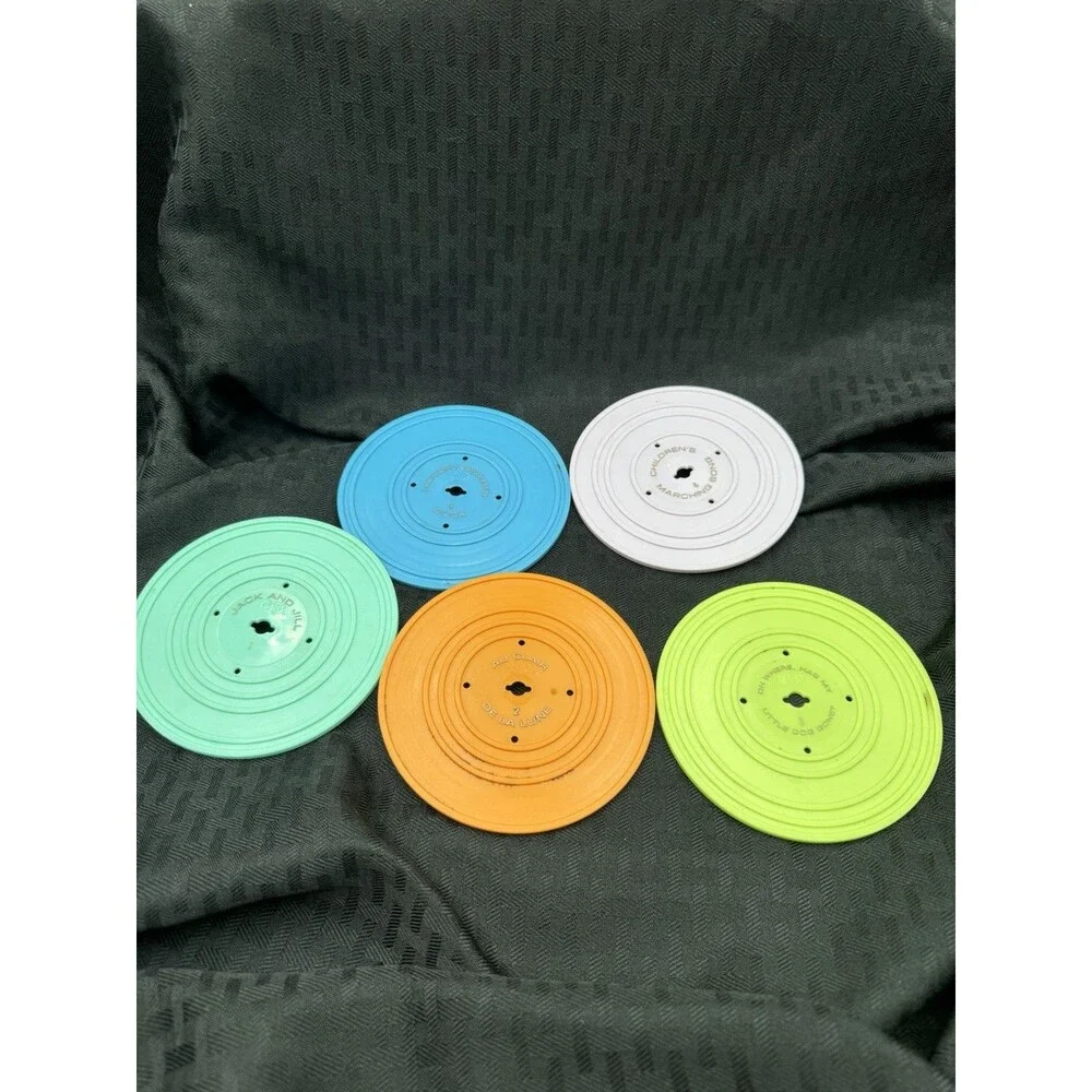 Vintage Fisher Price Music Box Record Player With 5 Double Sided Records. Works!